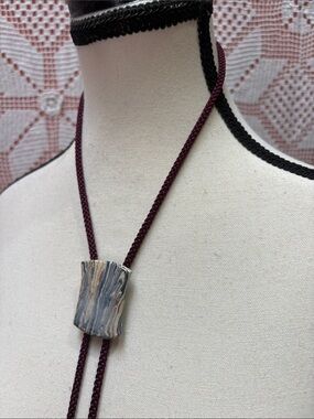 Vintage Ceramic Slide Tassel Necklace Boho Cord Necklace